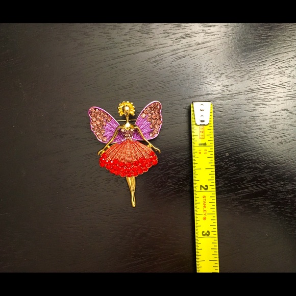 Multi Color Austrian Crystals Fairy Ballerina Dancer Enhanced Brooch Pin Pendant - Picture 10 of 14